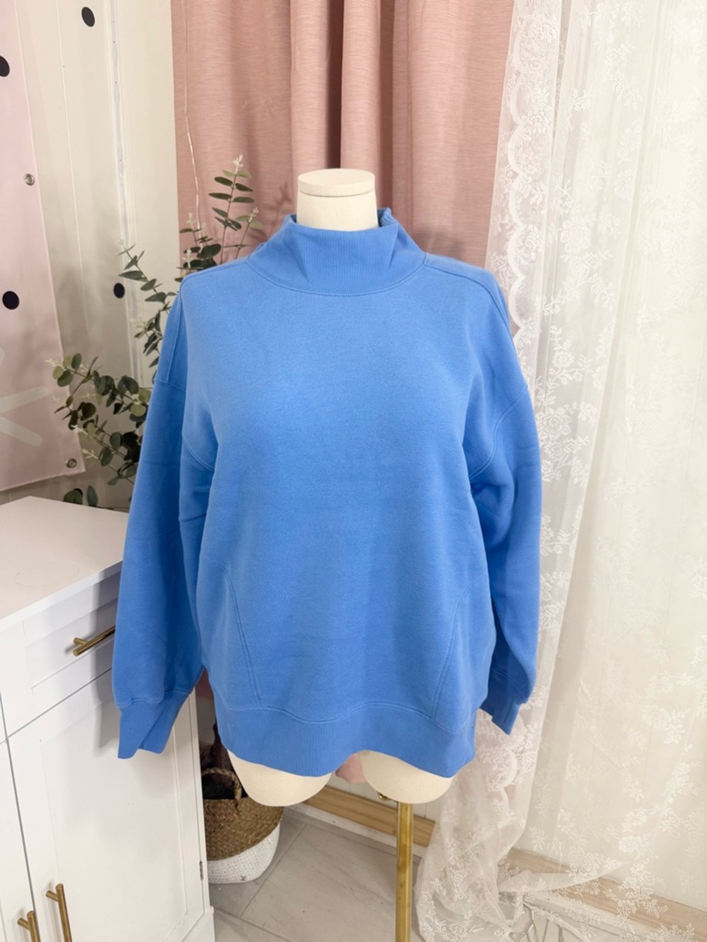 Aerie offline cloud fleece Blue Mock Neck Women's Sweater Bin#3